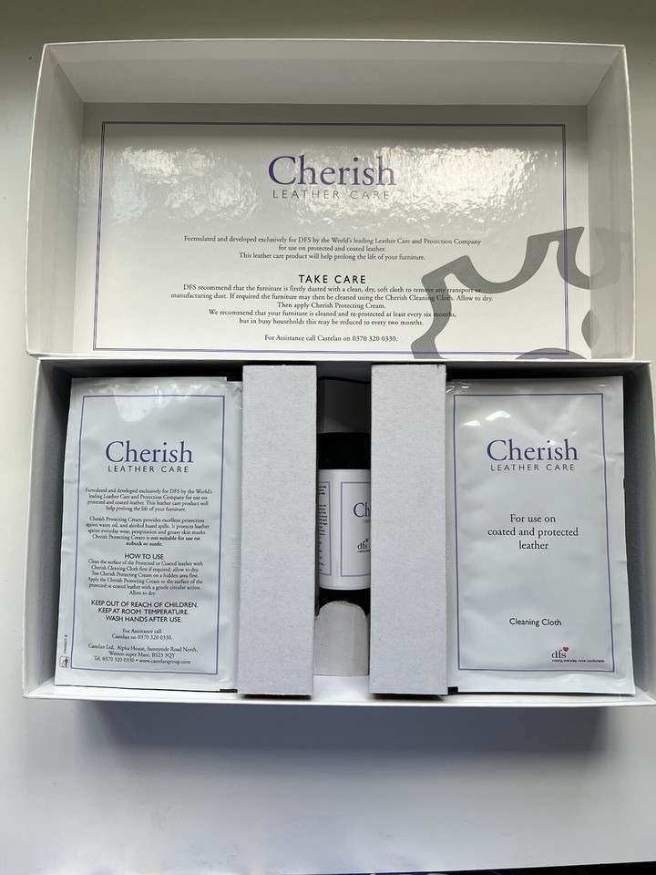 DFS Cherish Leather Sofa Care Kit Protecting Cream Cloth Cleaning Cloth