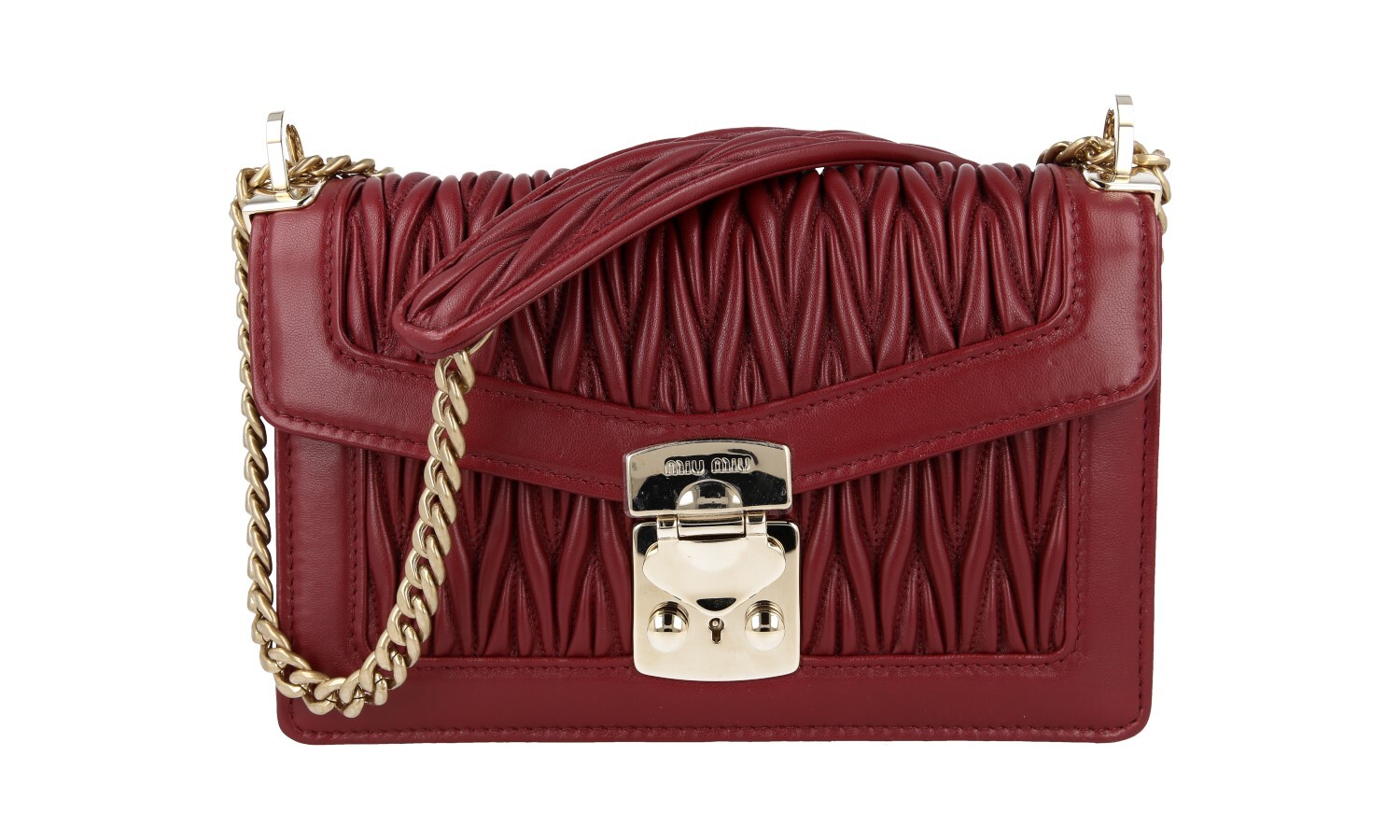 Authentic MIU MIU Burgundy Calfskin Shoulder Bag Handbag by PRADA image 3