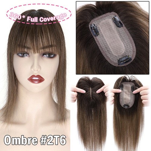 Silk Mono Base 8A Virgin Human Remy Hair Topper Hair Piece Women Free Part GY017 - Picture 32 of 34