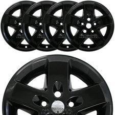 4 fits Jeep Wrangler 2007-2018 BLACK 17" Wheel Skins Hub Caps Bolt On Rim Covers