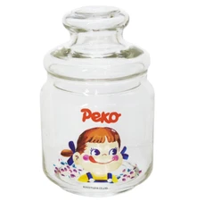 Fujiya Peko chan Canister Food Container Pot Crayon Pattern Sunart Brand New!