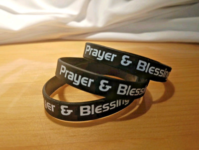 3 Prayer & Blessings Writstband Black White Bracelet BRAND NEW Silicon Bracelets