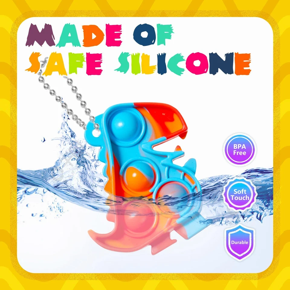 TOANWOD 24 PIEZAS Dinosaurio Fiesta Favores para Niños Dino Pop Llavero Juguetes Inquietos C... Foto 3 de 4