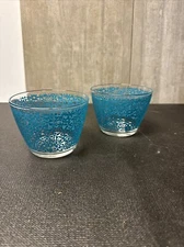 IKEA Glass Dessert Bowl Ideel Blue Flower Pattern Retired Replacement 2 Pc GB2