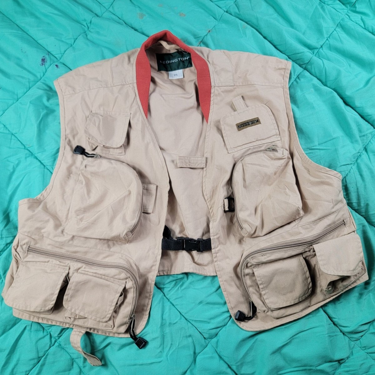 Gilet De Pêche Redington Taille 2XL - Beige, Multi-poches, été, Occasion