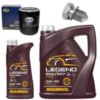 MotoröL Filter Set Mannol 0W-30 504/507 6 Liter + Schraube FüR Audi A6 Skoda Vw