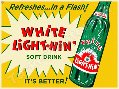 White Lightnin Soft Drink 9'' x 12'' Metal Sign