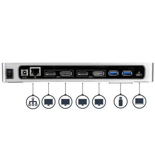 StarTech.com USB-C & USB-A Dock - Dual Monitor 4K 60Hz Dock DisplayPort + HDMI - - Picture 5 of 9
