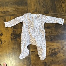 Carter's Unisex White Pink Green Floral Footed Zip Sleeper Cotton Knit 0-3M