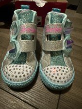 Twinkle Toes Skechers Girls Let It Sparkle Blue Light-Up Shoes Kids Size 7