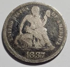 1887-P Seated Liberty Dime 10c Silver Coin ~ 90% Silver (A112)