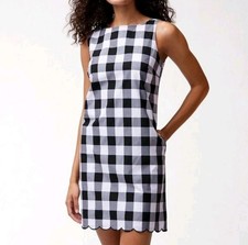 Nwt Talbots Sleeveless  Pockets Black&White Cotton Plaid Lined Dress 10 Gingam