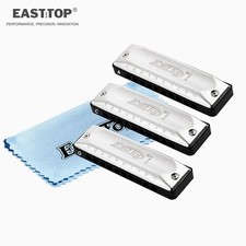 EASTTOP Harmonica Set key of A C G 10Hole Blues Diatonic Mouth Organ Set T002-3