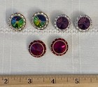 Vintage Watermelon Purple Red RIVOLI Glass Clear Rhinestone Earrings Lot of 3 L1 — photo 4