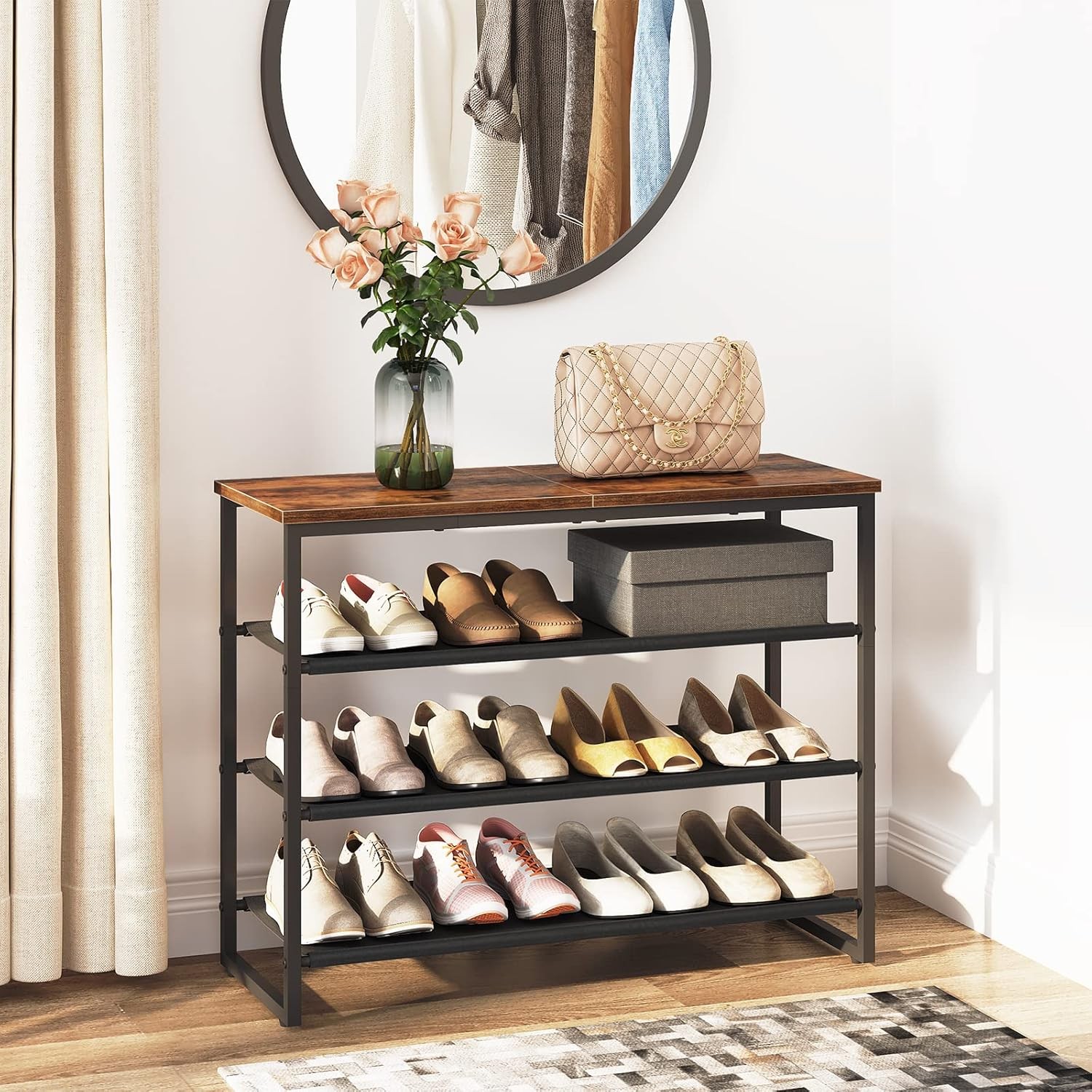 HOOBRO 4-Tier Shoe Rack Storage Shelf Bedside Organizer Stand Entryway Hallway