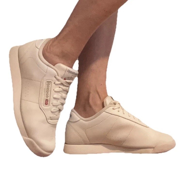 Reebok Princess White Leather Sneakers Women 6.5 Walking Ten