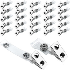 160 Pcs Metal ID Badge Clips with Clear PVC Straps,Heavy Duty Name Badge Holders