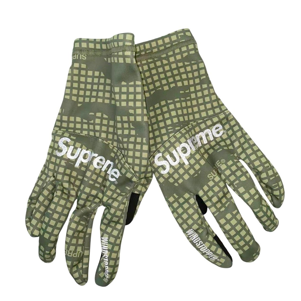 Supreme WINDSTOPPER® Gloves camo green Supreme Gore-Tex Windstopper Gloves Olive Grid Camo FW21 Size - M