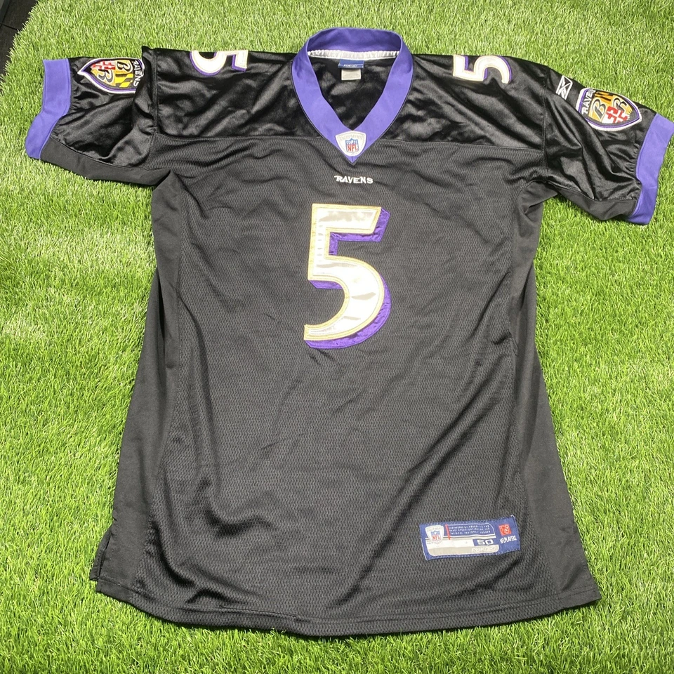 Camiseta deportiva Joe Flacco Baltimore Ravens Reebok para hombre 50 cosida negra NFL #5 Foto 3 de 4