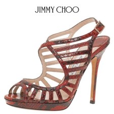 Jimmy Choo  SZ 6  Red Python Keenan Platform Stiletto Sandals Shoes 574