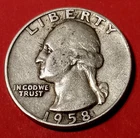 🟅 1958-D 90% Silver Wash. Quarter 25¢ 68-Year-Old Coin @ Below Melt*