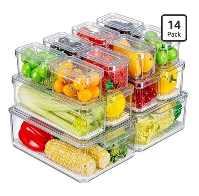 14-Piece Refrigerator Organizer, Stackable Refrigerator Organizer