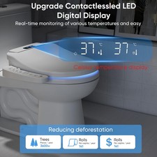 Smart Electric Bidet Toilet Seat for Elongated Toilets, Heated Toilet Seat with 
