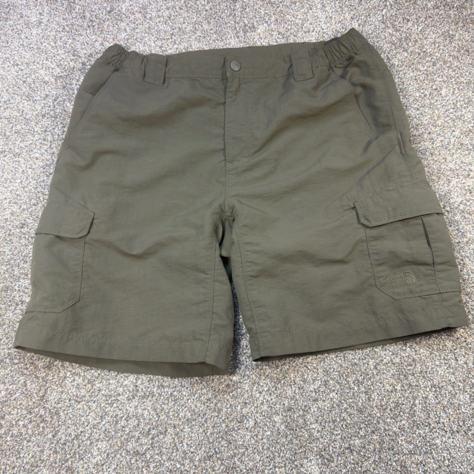 The North Face Mens Cargo Shorts Olive Green Nylon Hiking Utility Size Large