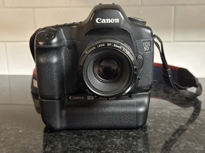 Canon EOS 5D DSLR with EF 50mm f/1.8 Lens BG-E4 Grip