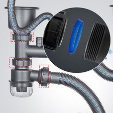 All In One Double Bowl Sink Drain Kit P Trap Anti Smell Extension Easy Fit