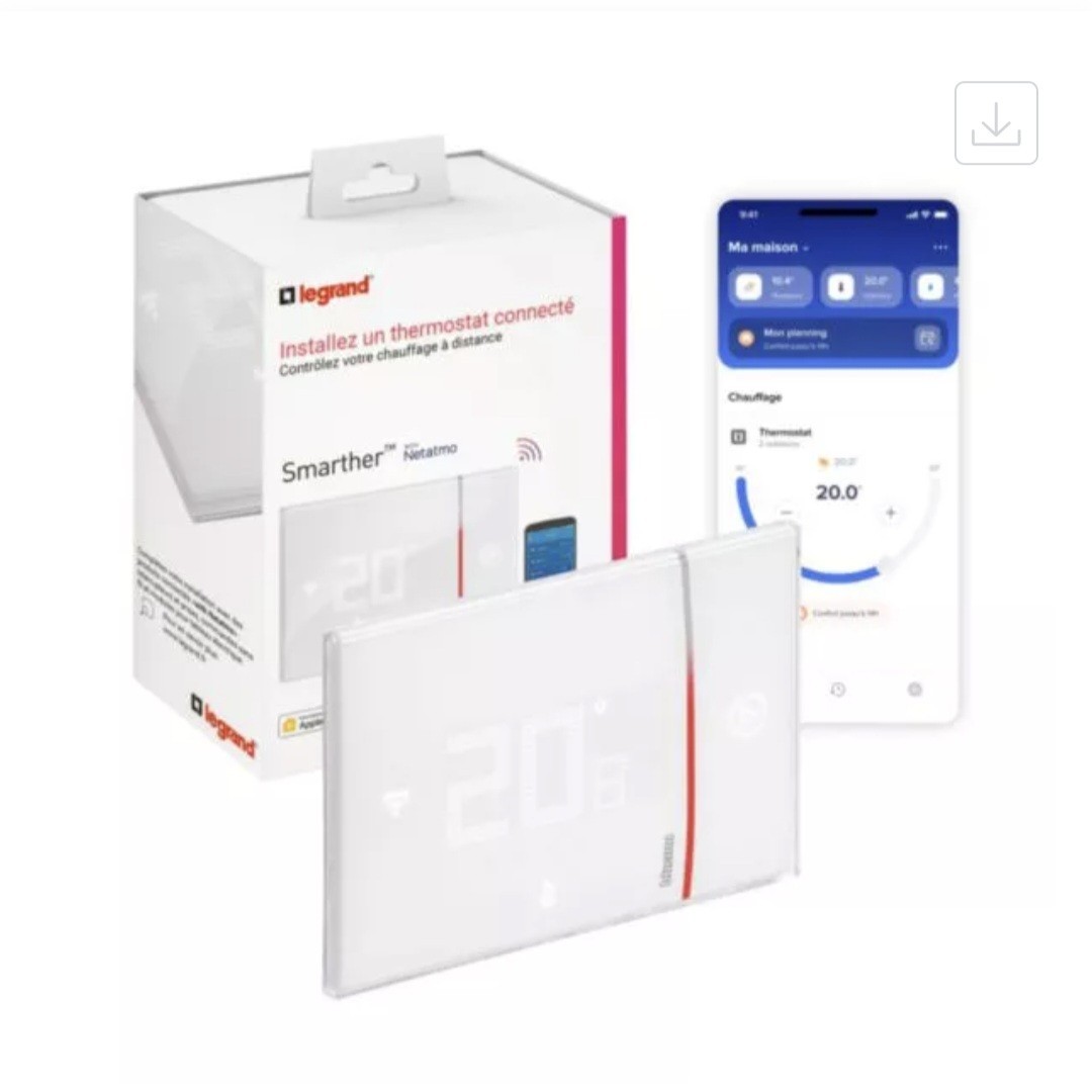 Thermostat connecté Legrand Smarther Netatmo blanc pour chauffage individuel