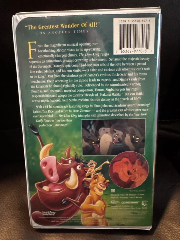 Walt Disney -The Lion King - 1995 VHS Masterpiece Collection #2977 - Image 2 of 4
