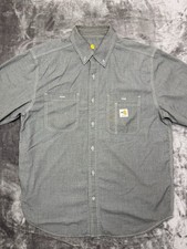 Carhartt Force FR Cat2 Mens L Button Up Long Sleeve Shirt Gray