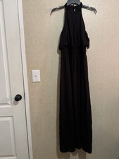 Nine West Women’s Gathered Waist Halter Maxi Dress Black Sz M Lined