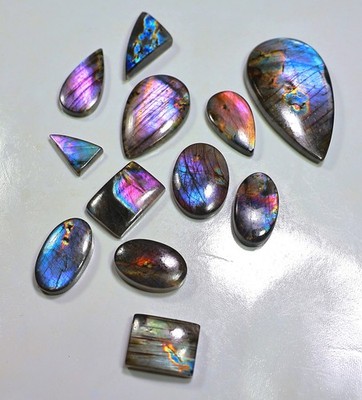 300 Ct Natural Bulk Lot Purple Fire Labradorite Fancy Cabochon Gemstone RM-240