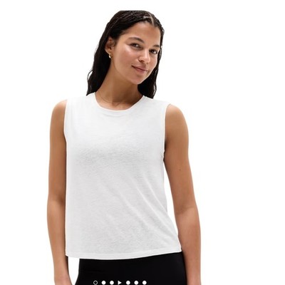 Athleta Getaway Linen Blend Muscle Tank Top Womens Size Medium White 