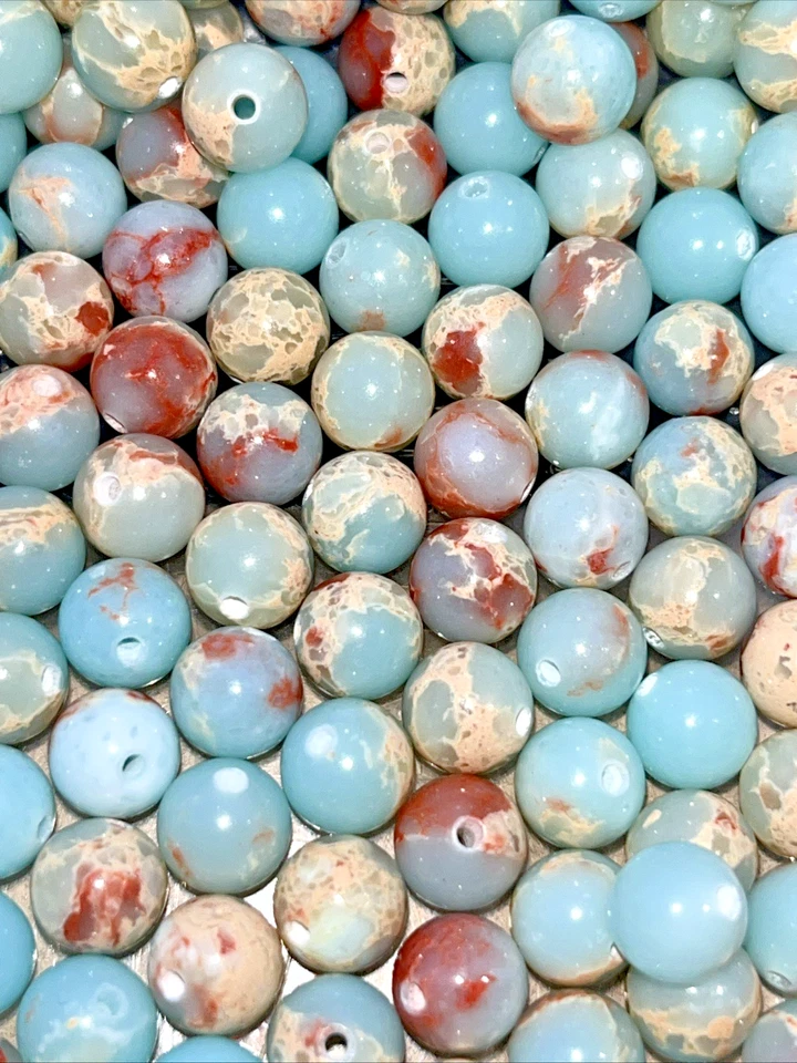 Shoushan Stein Perlen Rund Mit Loch 50Stück 8mm Edelstein Kristall Heilstein DIY - Bild 2 von 4