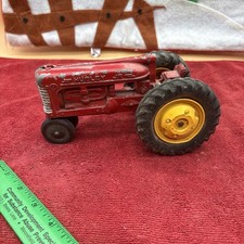 Vintage Red Hubley Jr Diecast Metal Kiddie Toy Made in USA Farm Tractor