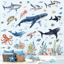 decalmile Under The Sea Fish Wall Decals Ocean Animal Turtle Multi