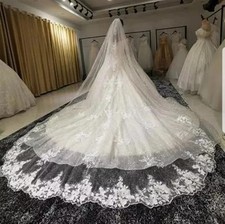 118'' Cathedral Length Bridal Veil 1 tTier Lace Edge wedding veil With Comb