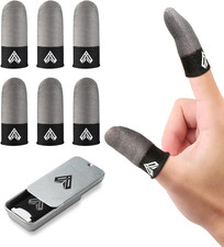 6PCS Gaming Finger Sleeves. 0.29MM Silver Fiber, Anti Sweat, Extremely Thin,Brea