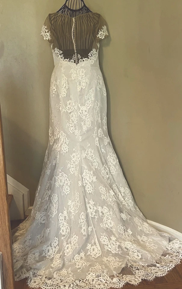 Свадебное платье подлинный французский кружева слоновой кости над свет румяна размер 10 - Изображение 4 из 4