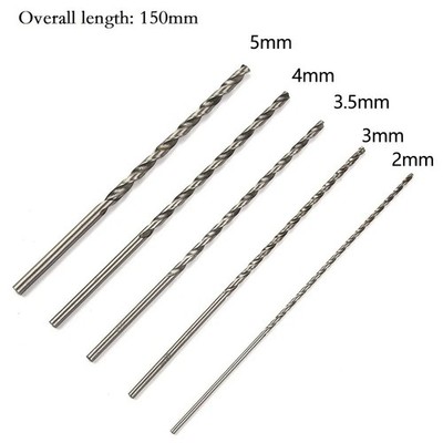 5-teiliges extra langes HSS Schnellarbeitsstahl 150 mm Bohrer-Set 2 mm/3 mm, 3,5 mm, 4 mm, 5 mm