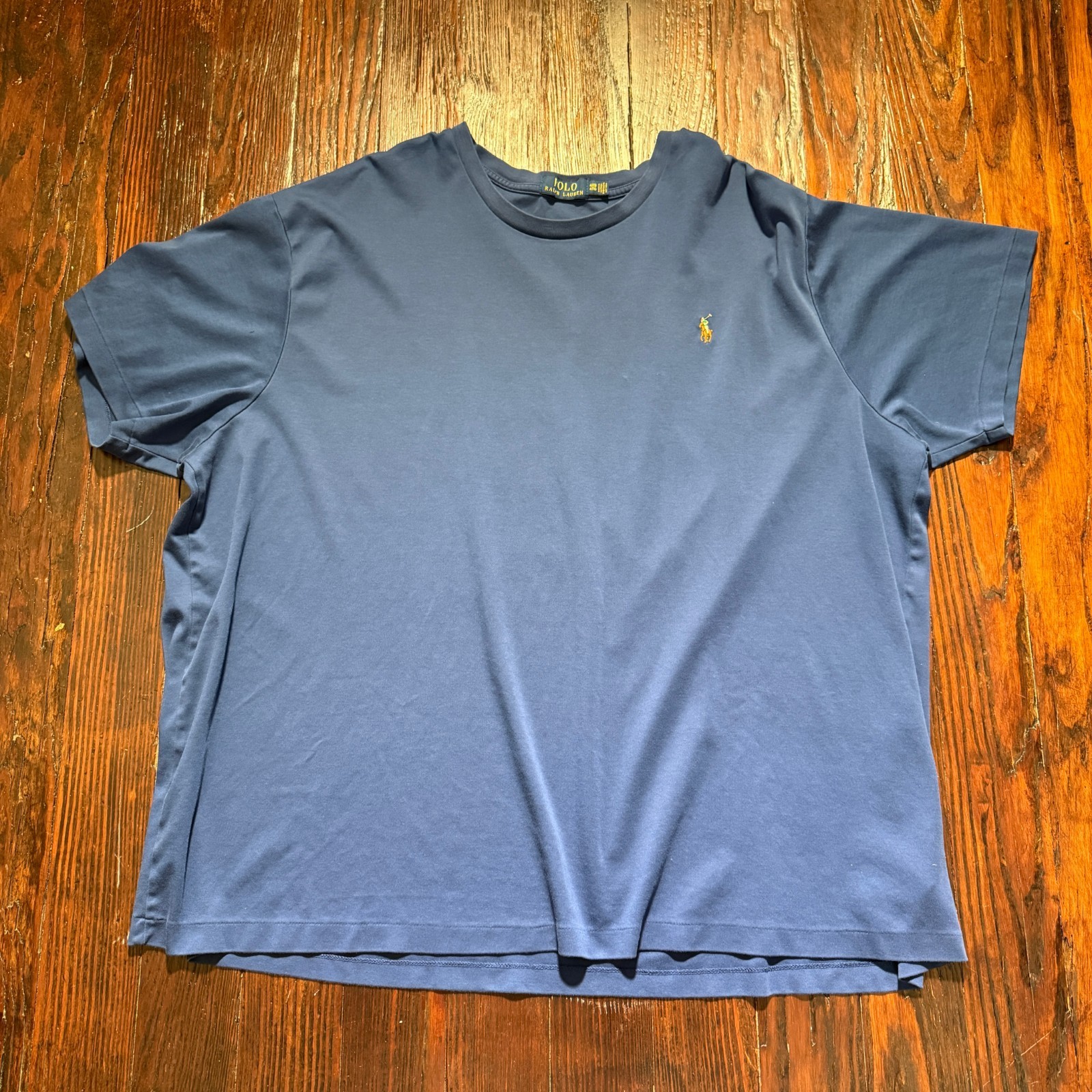 Polo Ralph Lauren T Shirt Uomo 4XB Blu Manica Corta Cotone Carne Pony *LEGGI*