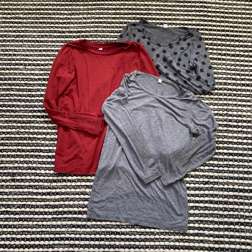 Uniqlo Kids Unisex 3P Long Sleeve Base Layer Shirts 9/10 - Picture 2 of 5