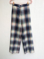 Vintage 70s Sears Blue High Rise Checkered Plaid Flared Pants Juniors Size 7