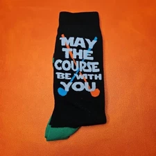 NWOT Men's Golf Clubs Ball Crew Socks 'May the Course Be With You'  K. Bell