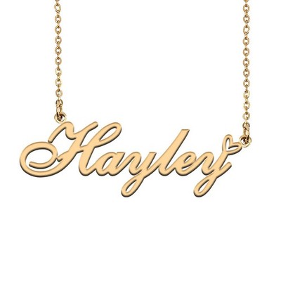 Unique Gold Name Necklace with Heart Custom Hayley Necklace for Women Birthday