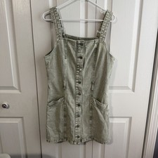 SHEIN Green Overall Style Denim Dress Women’s Size Large Rodeo Festival Western 