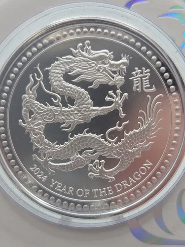 2024 Silver 1 oz Samoa Year of the Dragon Black Rhodium Coin MINT 807 OF 888 image 3